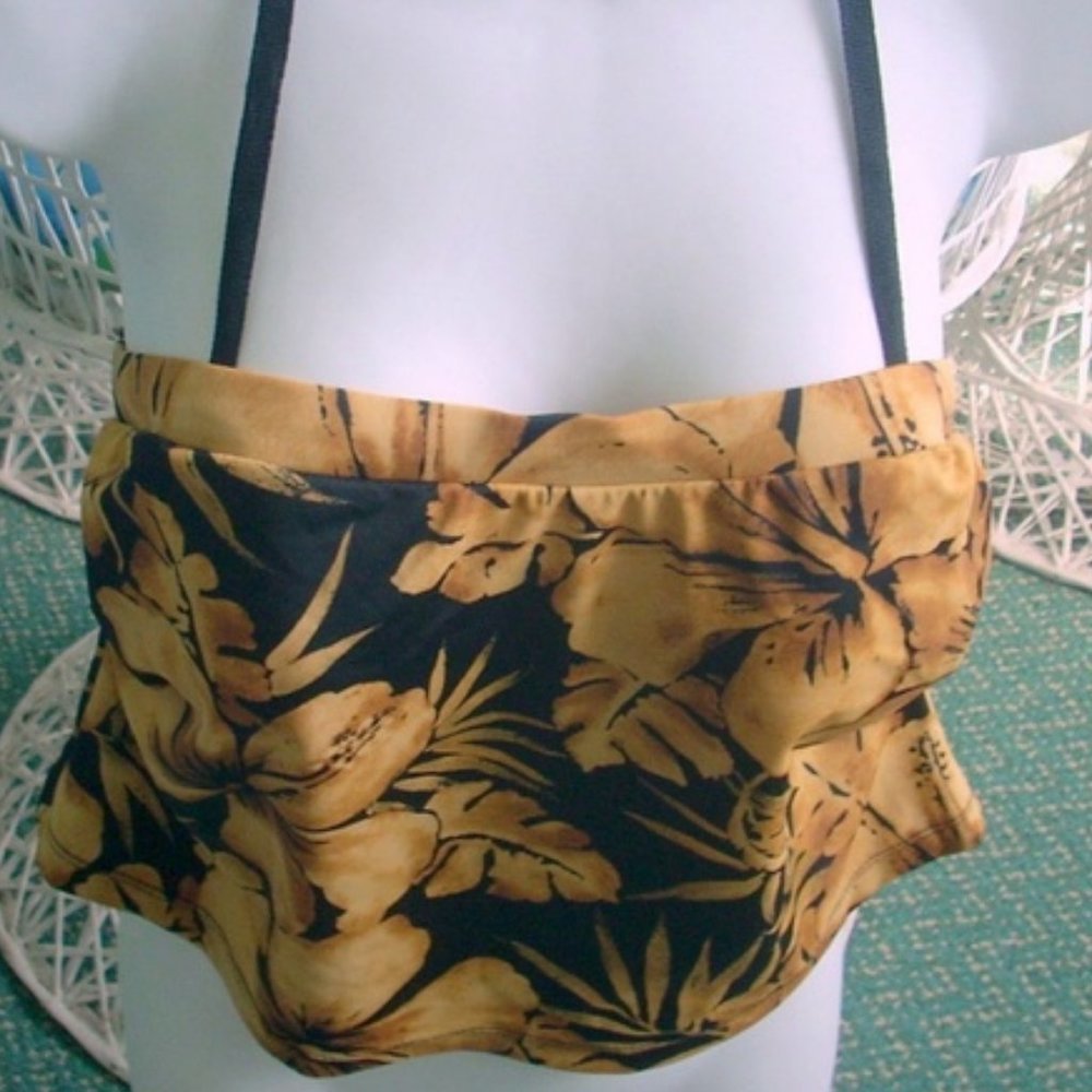❤️ Cute Islander Tankini Swimsuit Top Gold & Black Size 12